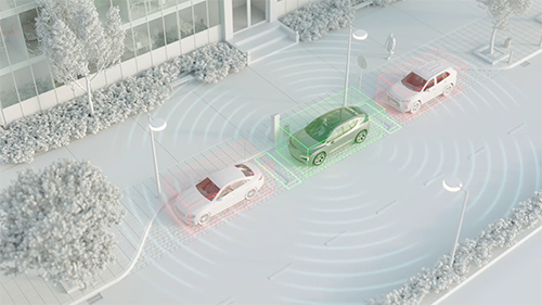 Animated vehicle being parallel park automatically using automated park assist technology
