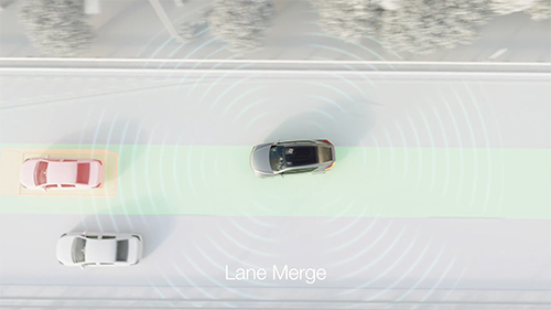 Animated vehicle using lane merge technology to enter a highway