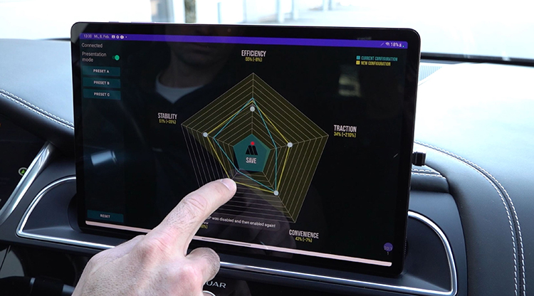 Driver interacting with vehicle software interface on a touchscreen display