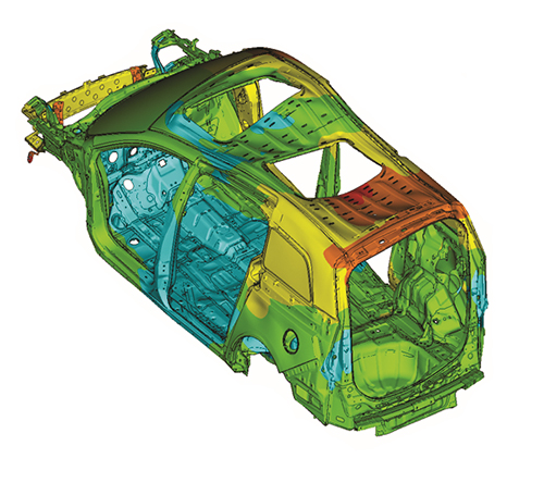 Rear view of grey vehicle taillights on with fog in background